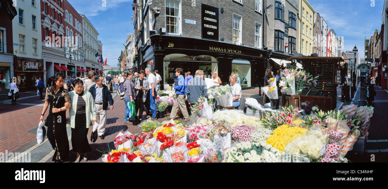 Dublin, Co. Dublin, Irland, Flower Stall auf der Grafton Street Stockfoto
