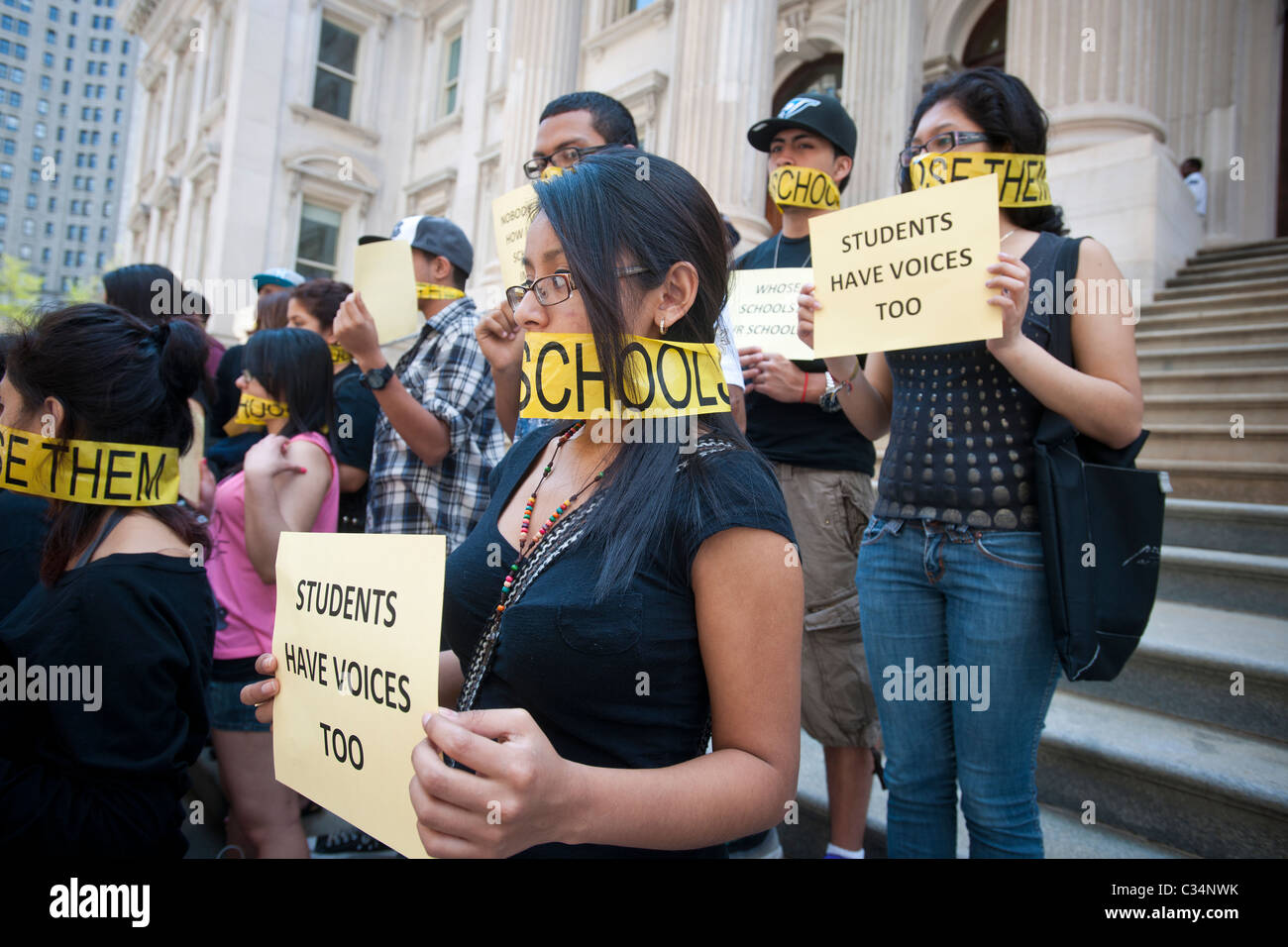 Studenten-Protest vor der New York Department of Education in Lower Manhattan Stockfoto