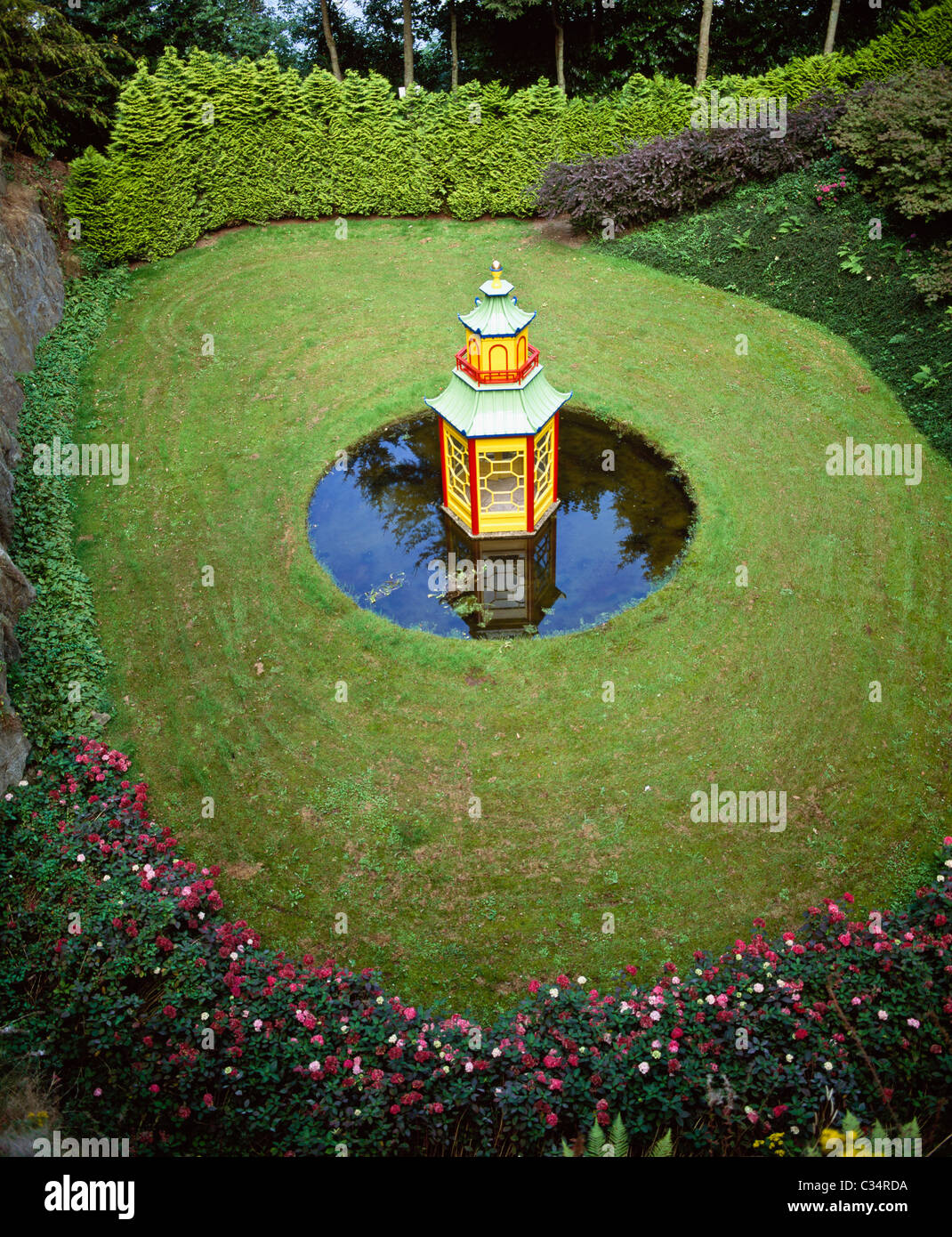 Mount Congreve Co Waterford, Pagode Garten, Sommer, Stockfoto
