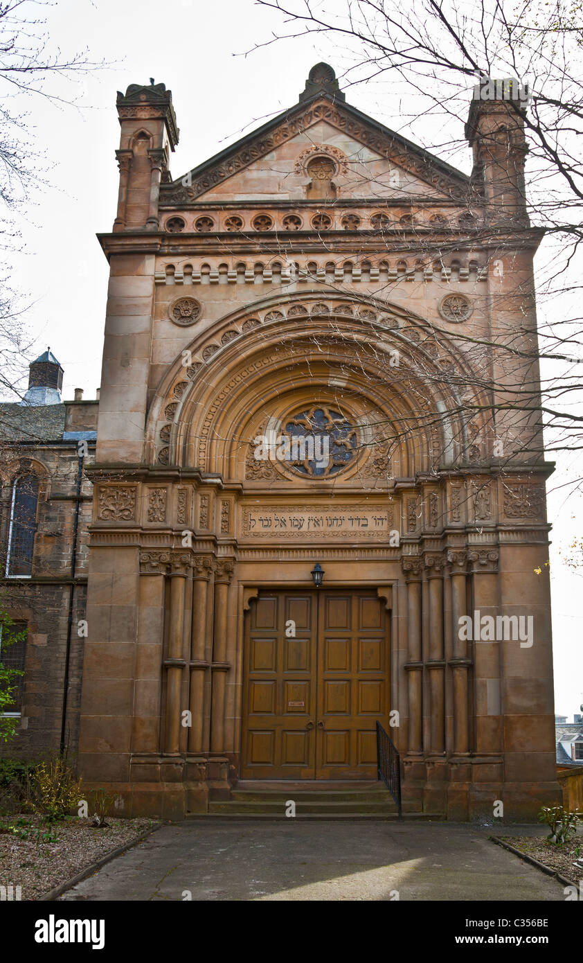 Haupteingang zum Garnethill Synagoge im Zentrum von Glasgow. Der erste speziell gebaute Shul in Schottland, im Jahr 1879 eröffnet. Stockfoto