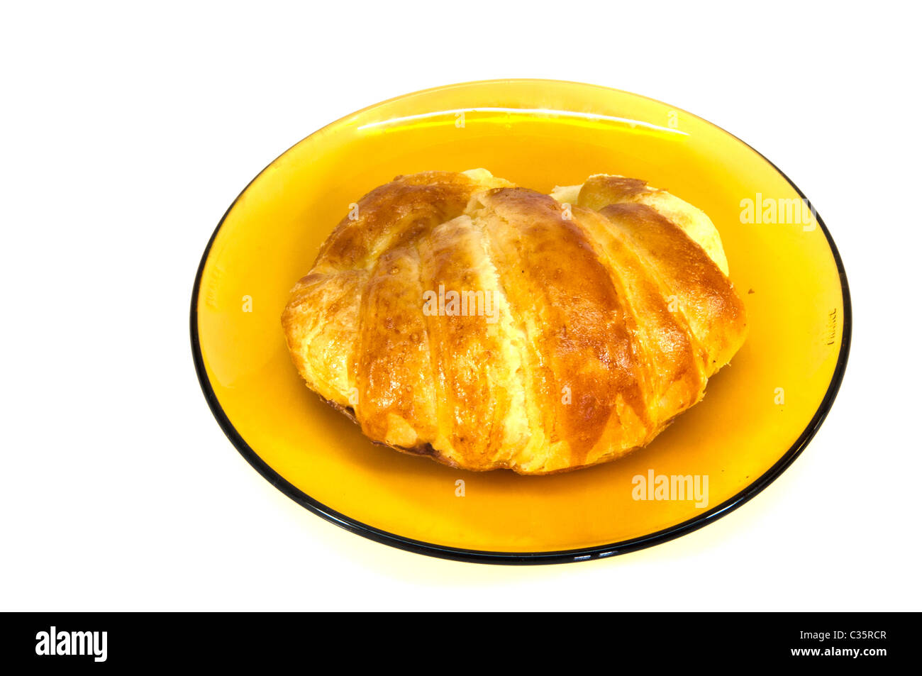 Croissant in weißem Hintergrund Stockfoto