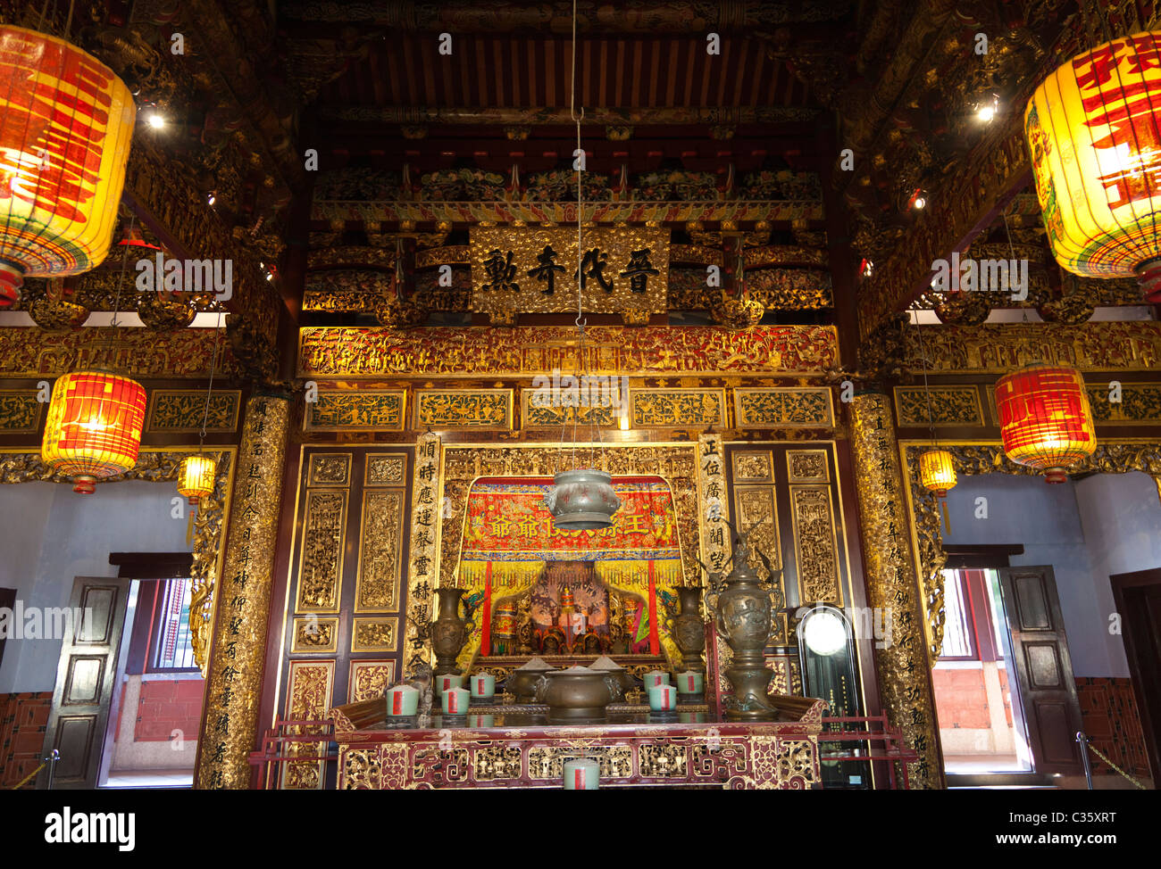 Khoo Kongsi Clan Haus in Georgetown, Penang Malaysia - Interieur Stockfoto