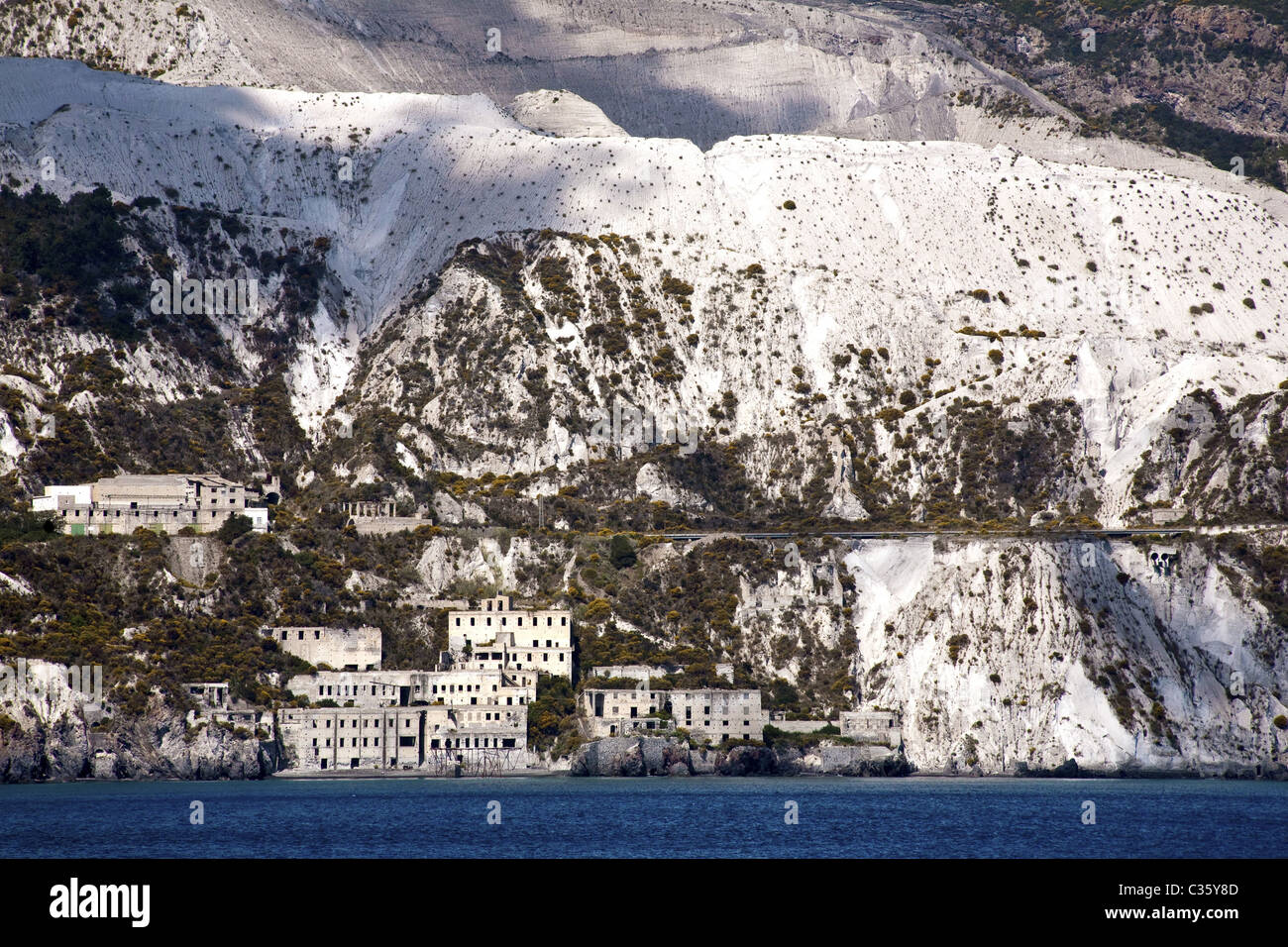 Bimsstein Steinbrüche, Insel Lipari, Äolischen Inseln, Sizilien, Italien Stockfoto