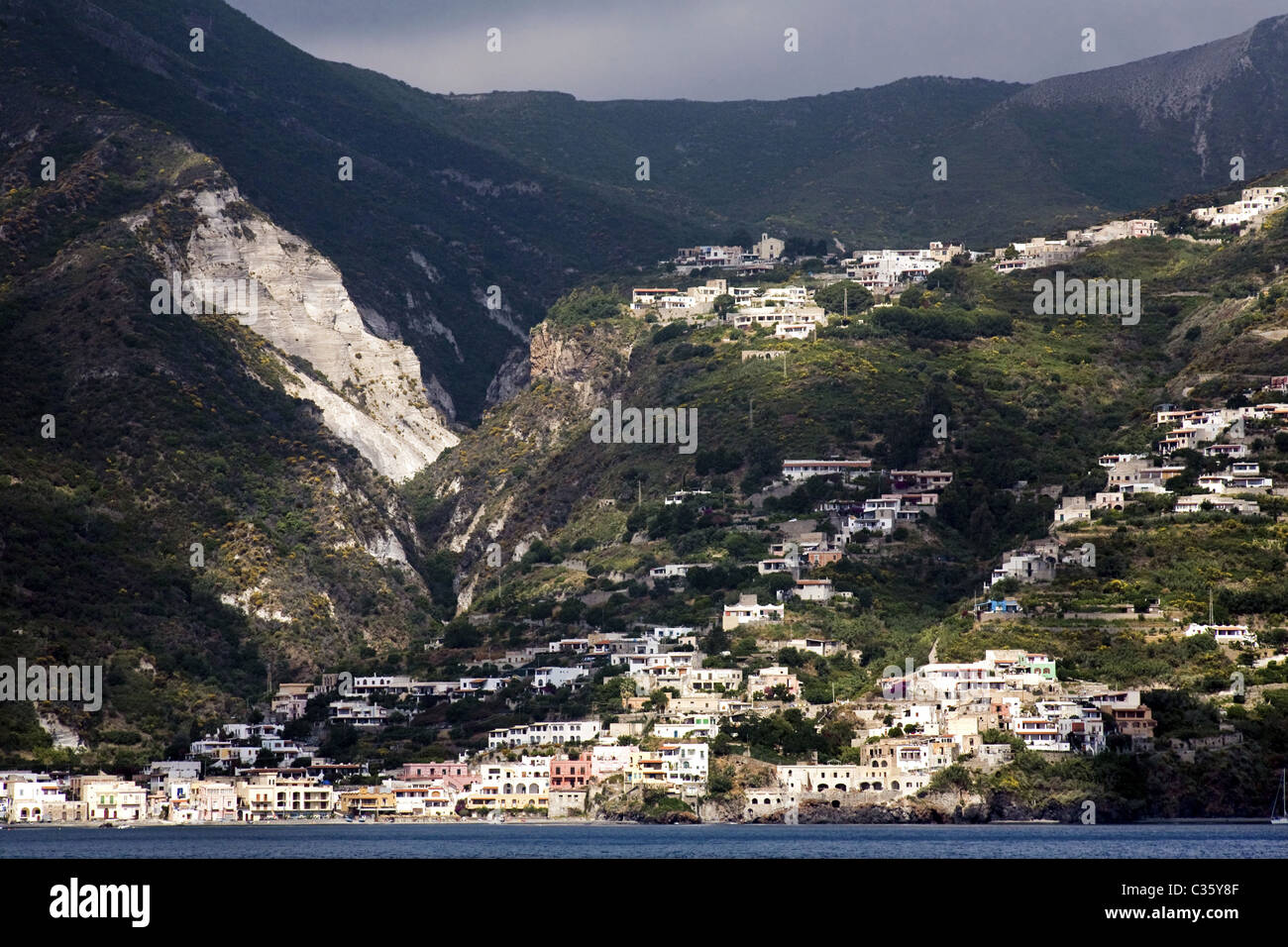 Stadtbild, Canneto, Insel Lipari, Äolischen Inseln, Sizilien, Italien Stockfoto