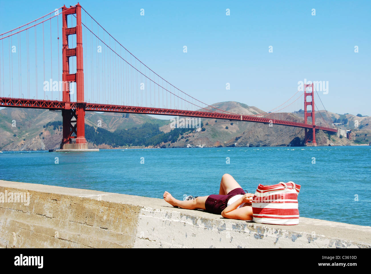 Ein Nickerchen. San Francisco, Kalifornien, USA. Stockfoto