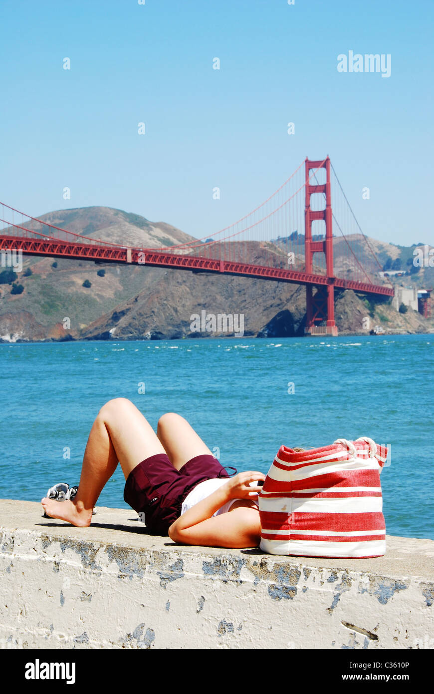 Ein Nickerchen. San Francisco, Kalifornien, USA. Stockfoto