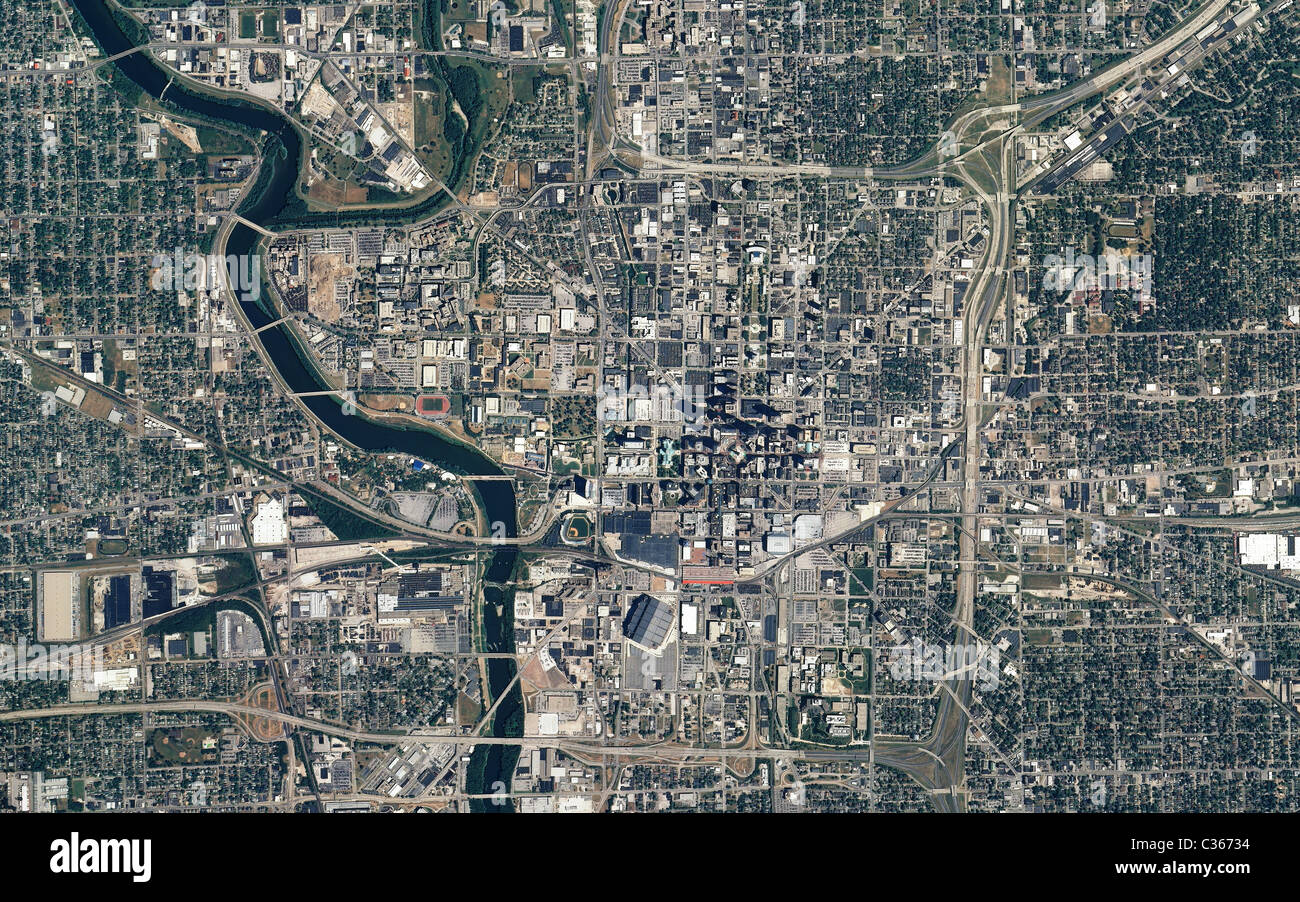 Luftbildkarte anzeigen Indianapolis Indiana Stockfoto