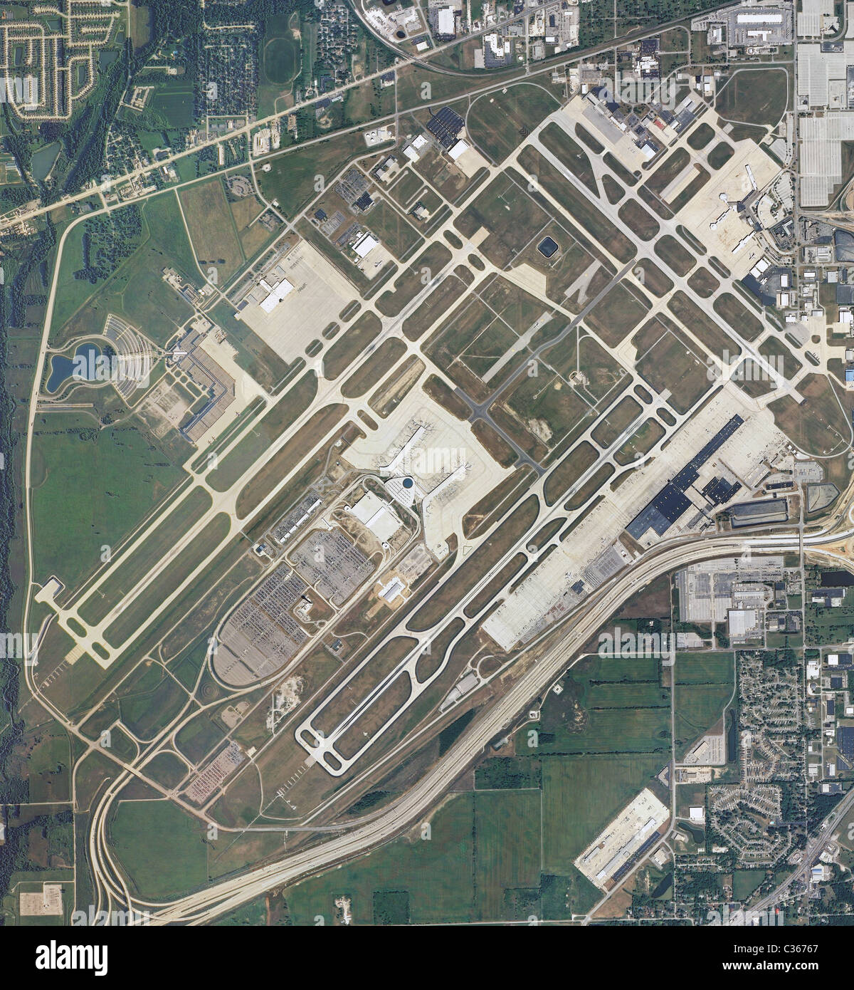 Luftbildkarte Draufsicht Flughafen Indianapolis Indiana Stockfoto