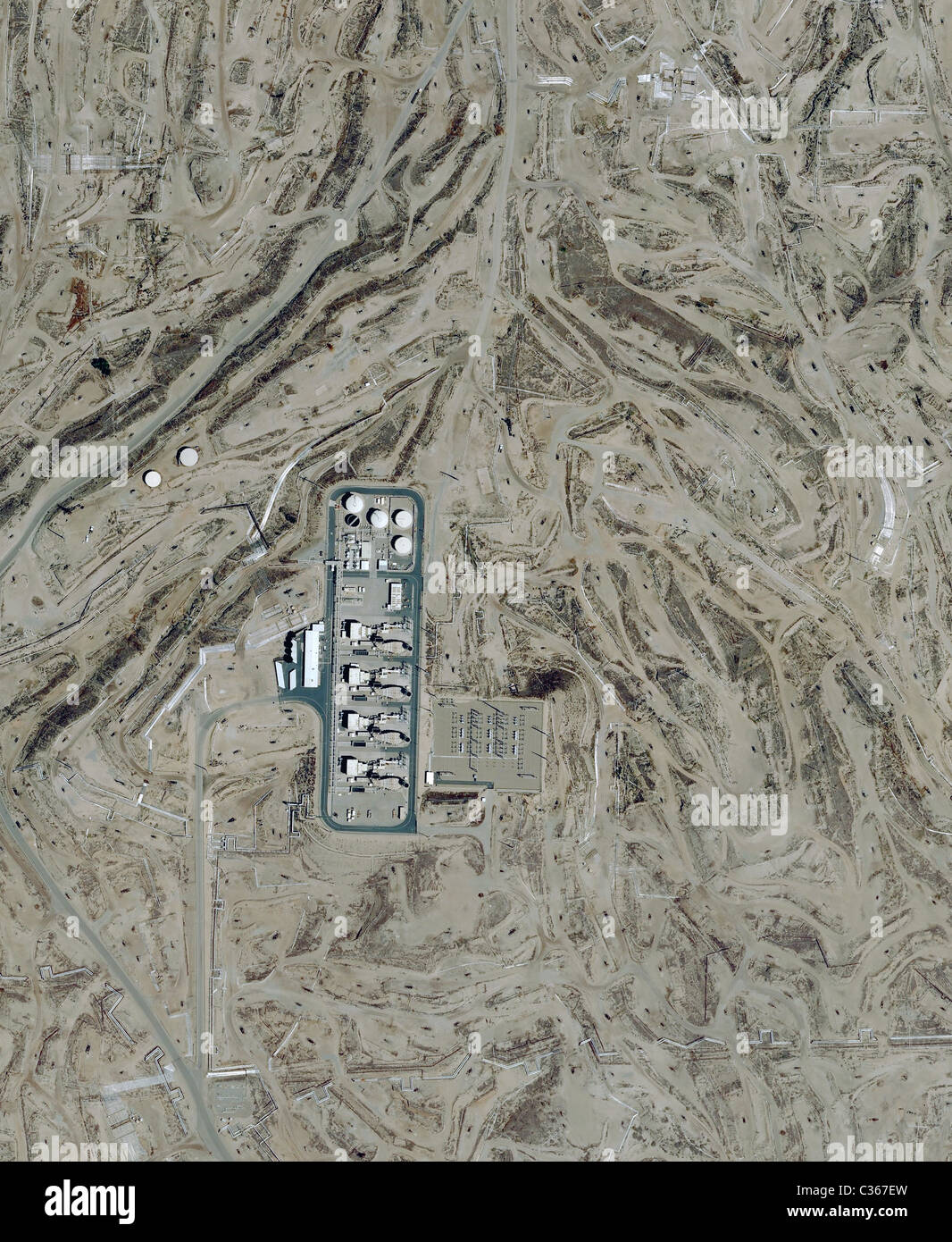 Luftbildkarte Draufsicht Kern River Ölfeld San Joaquin Valley Bakersfield Oildale Kalifornien Stockfoto