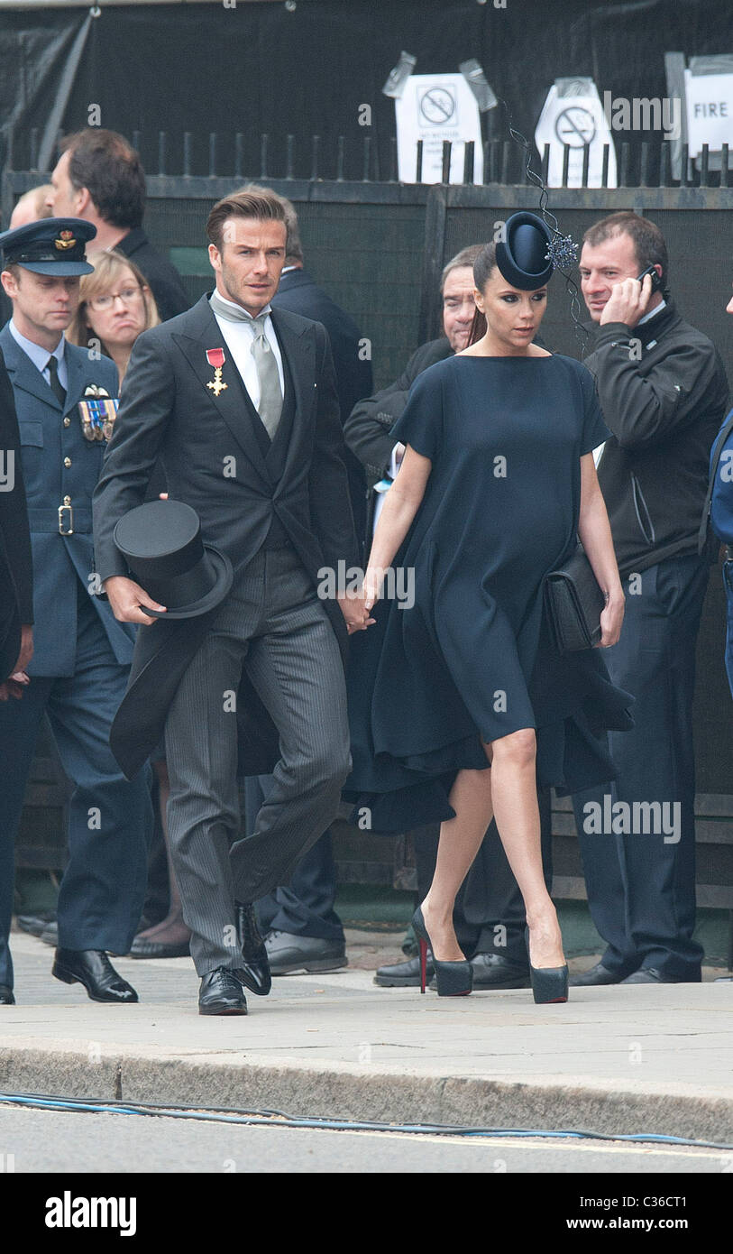 Die Hochzeit von Prinz William und Catherine Middleton. 29. April 2011.  David und Victoria Beckham kommen in der Westminster Abbey Stockfoto