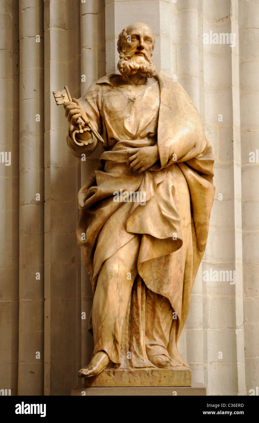 Antwerpen / Antwerpen, Belgien. Kathedrale (Onze-Lieve-Vrouwkathedral: 1352-1521. Gotische) Statue des Hl. Stockfoto