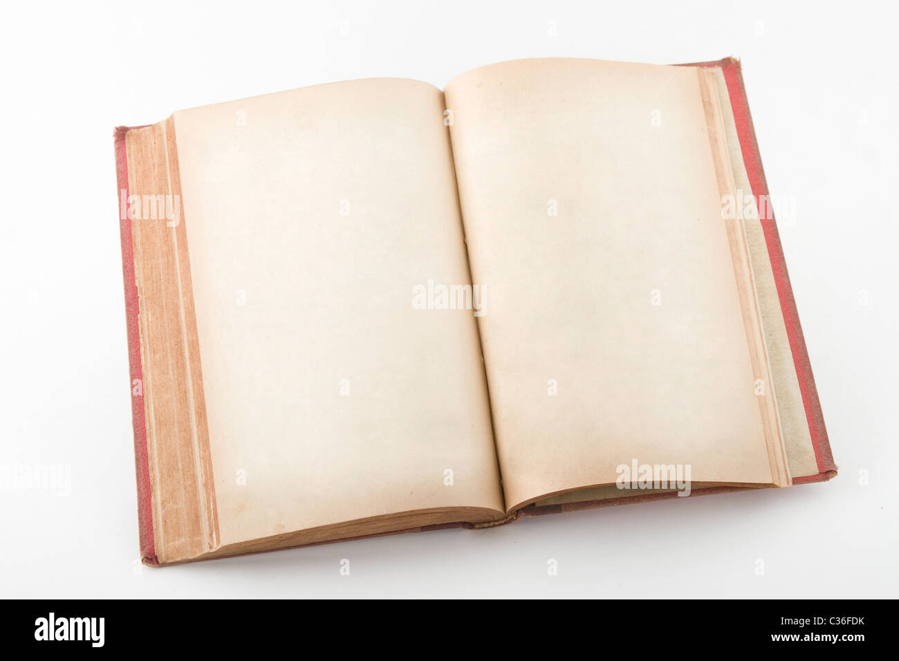 Vorderansicht des offenes Buch mit leeren Seiten Stockfoto