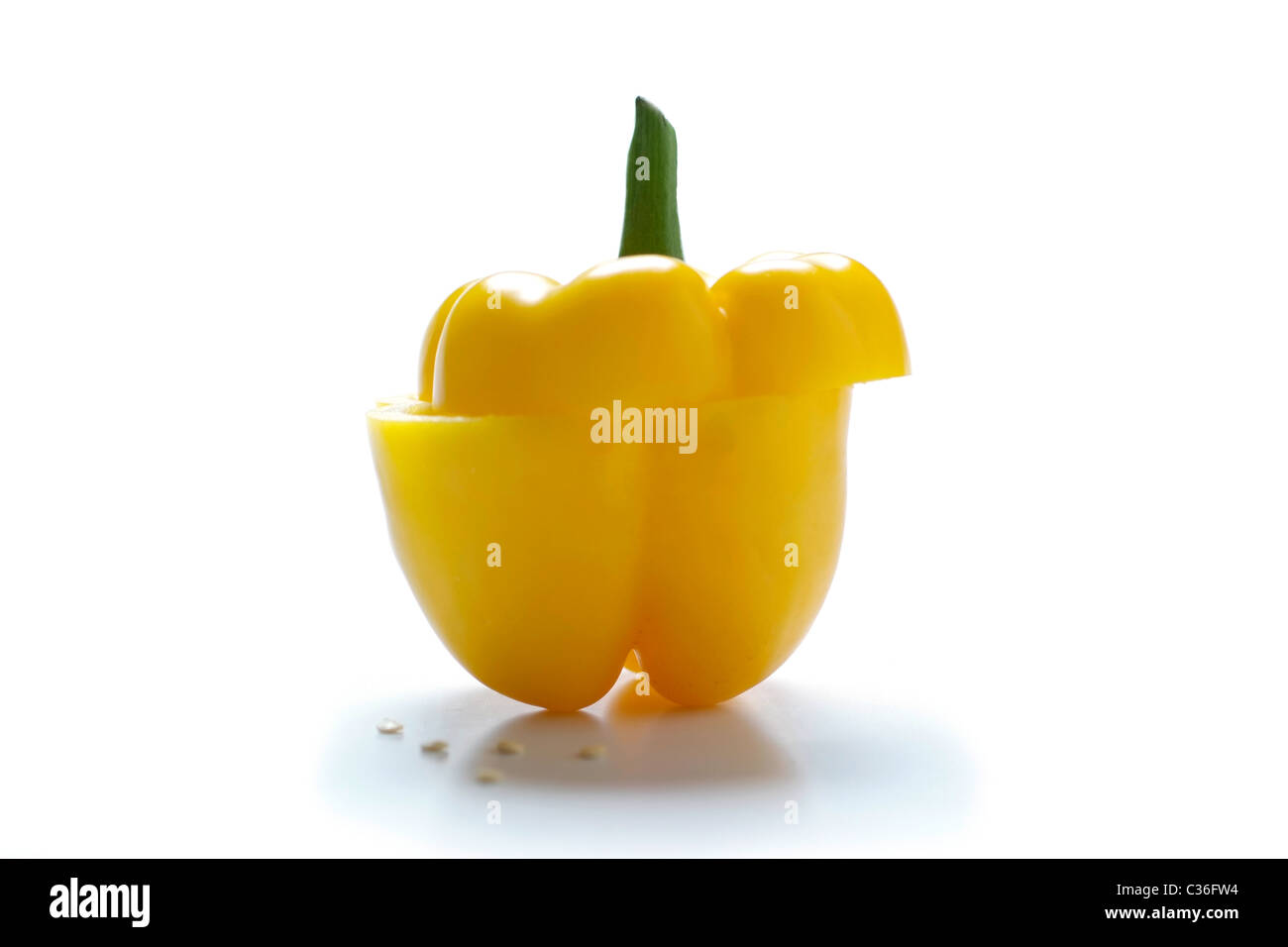 Einzelne gelbe Paprika Glocke Stockfoto