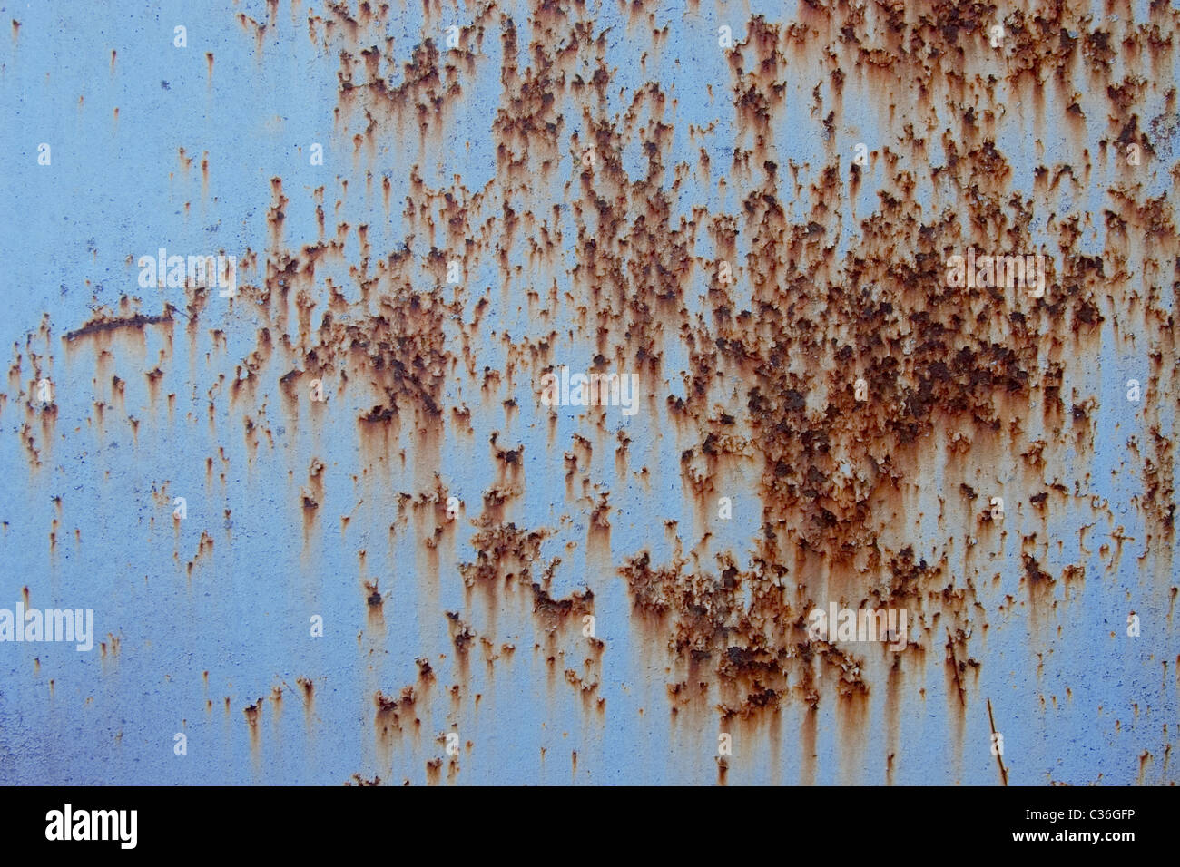 blaue Fläche einen alten Zaun, rostige Texturen Stockfoto