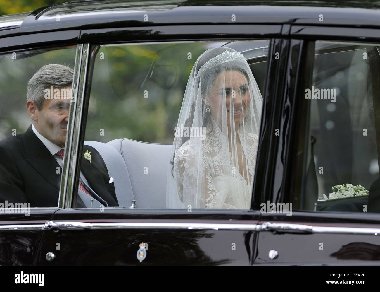 Die Hochzeit von Prinz William und Catherine Middleton. 29. April 2011.  Kate Middleton kommt in der Westminster Abbey, Stockfoto
