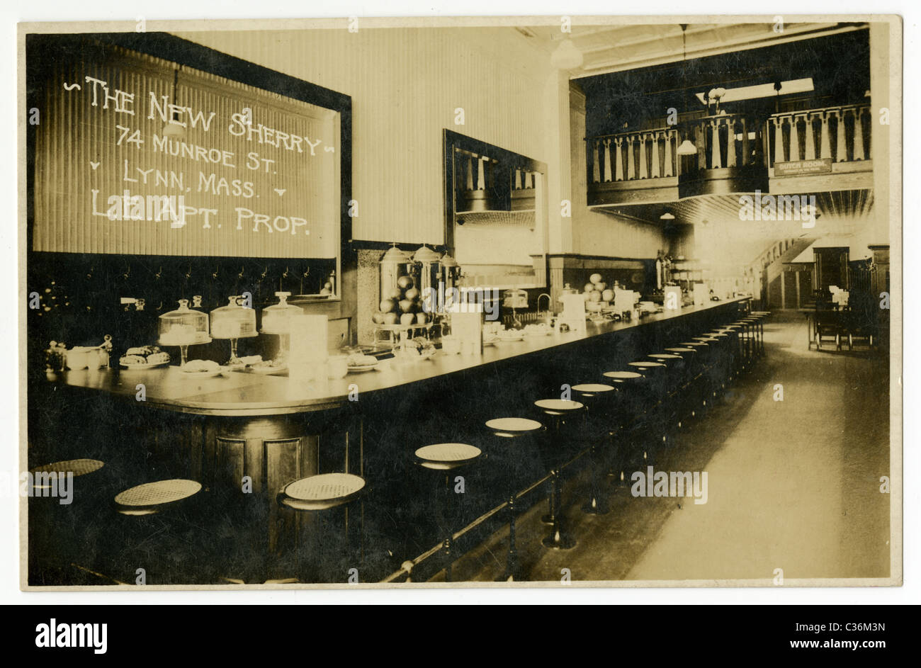 Ca. 1910er Jahre echt-Photo Postkarte der neue Sherry, Restaurant in Lynn, Massachusetts. Stockfoto