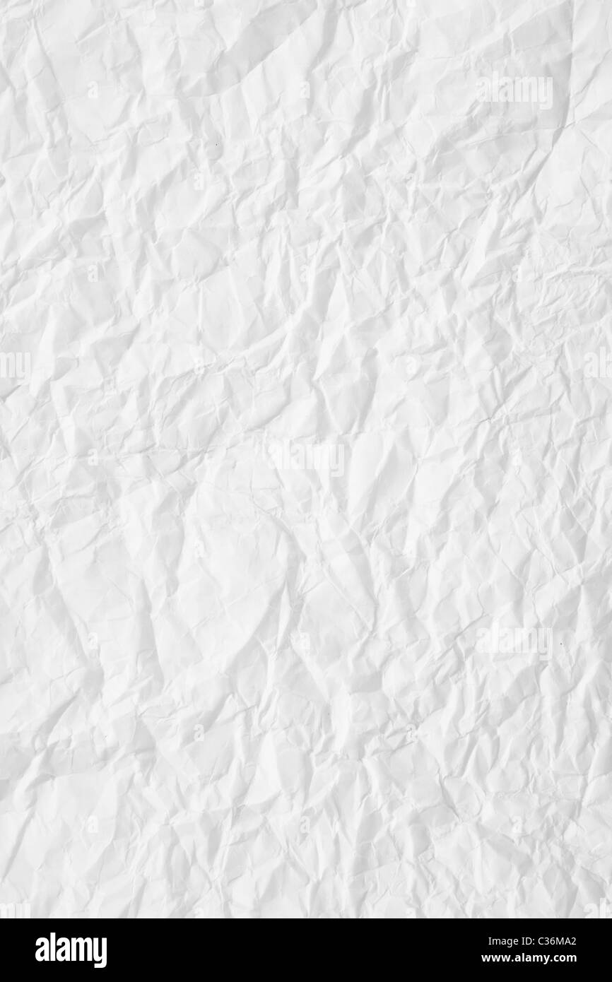 Textur des weißen zerknittertes Papier, für den Hintergrund verwendet Stockfoto