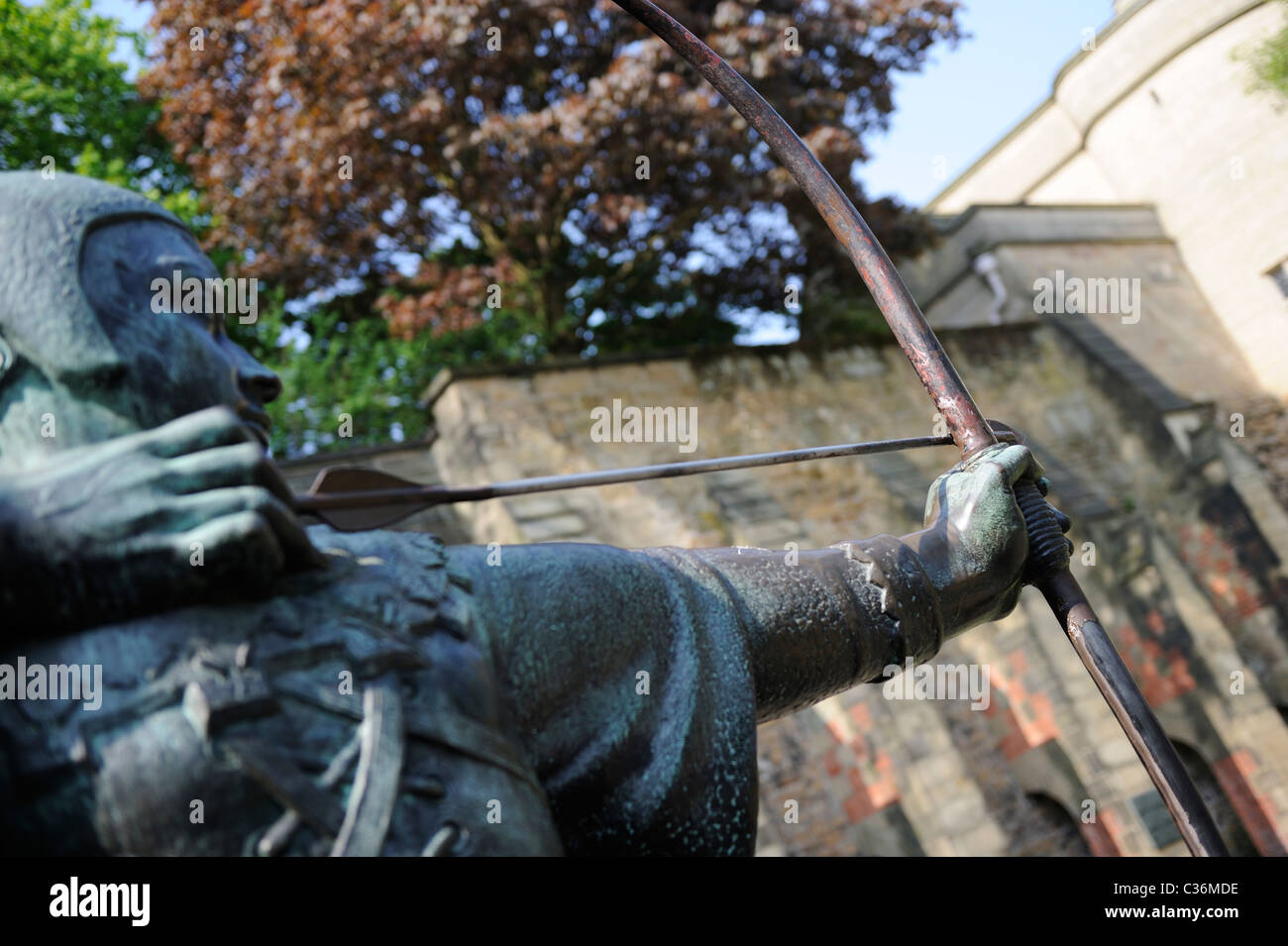 Stock Foto von Robin Hood-Statue in Nottingham. Stockfoto