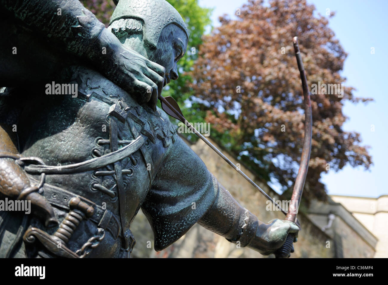 Stock Foto von Robin Hood-Statue in Nottingham. Stockfoto