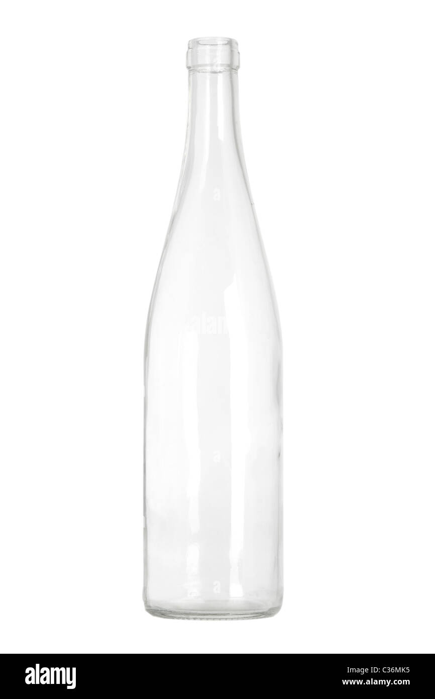 Vorderansicht des transparenten Glasflasche auf weißem Hintergrund Stockfoto