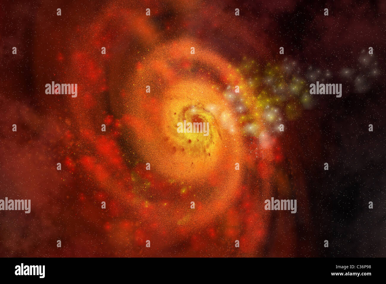 Eine Sammlung von Sternen und Gase bilden eine schöne Spiralgalaxie, im Raum. Stockfoto
