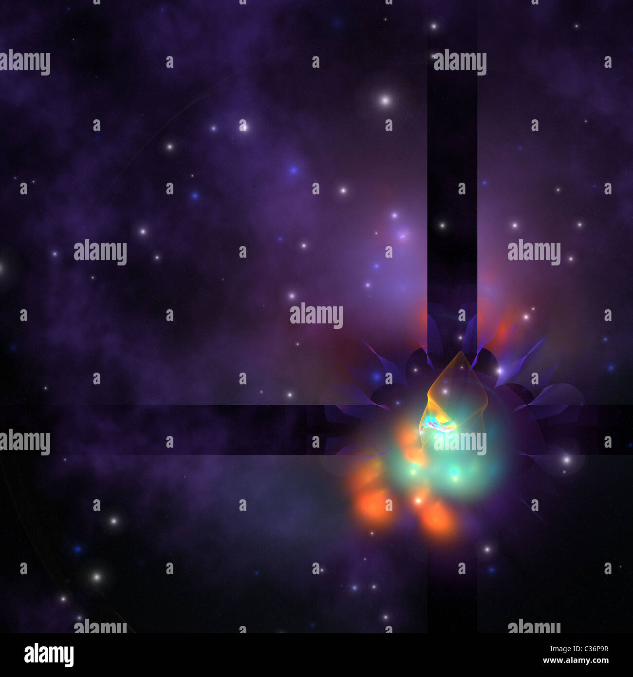 Kosmische Sterne Geburt von einem Ball Gase und nebular Staub. Stockfoto
