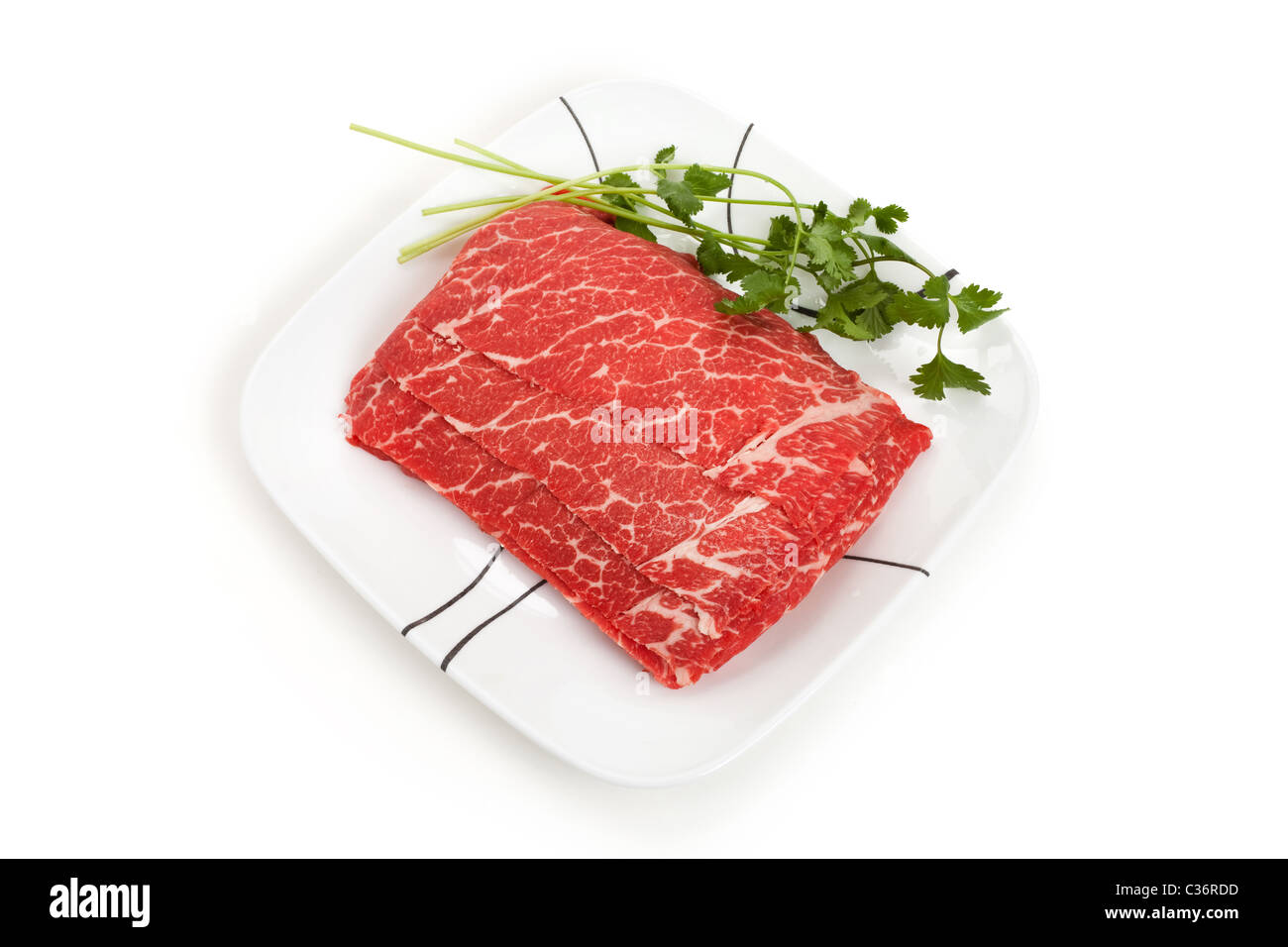 Rindfleisch-Scheiben im heißen Topf gekocht Stockfoto