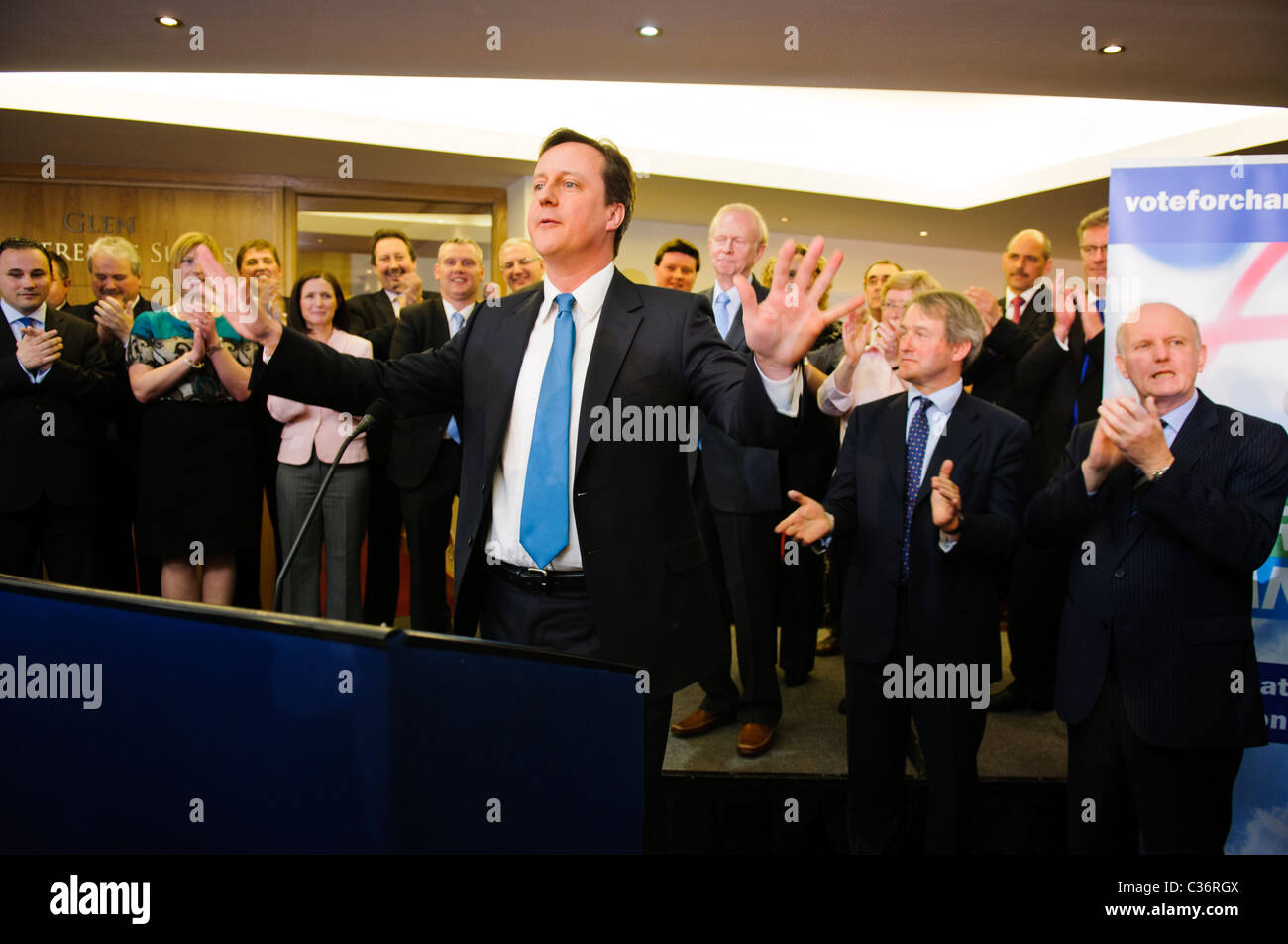 David Cameron besucht die Ulster Unionist Party, Belfast, Mai 2010 Stockfoto