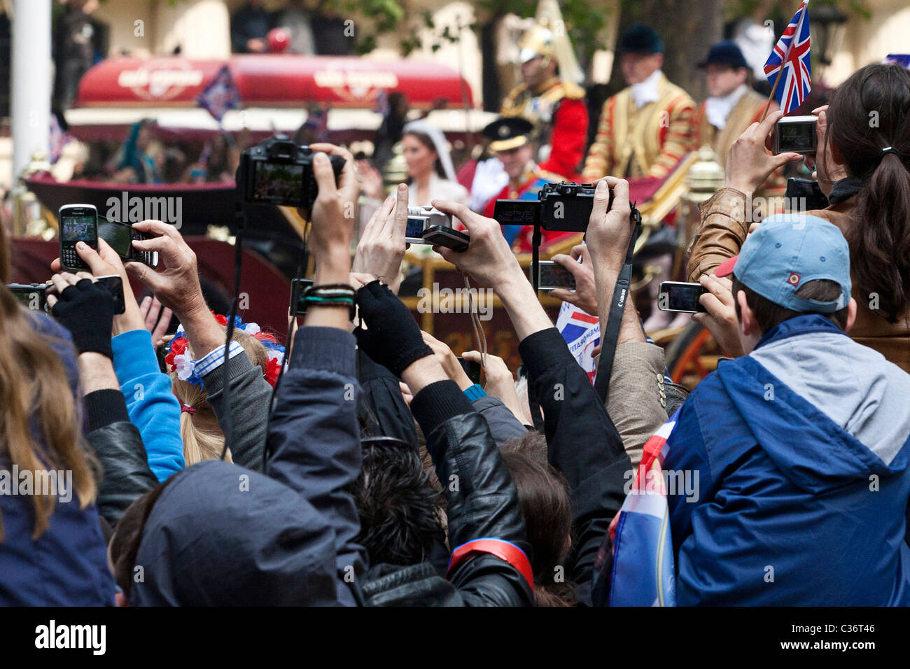 Hochzeit Tag Prozession von Prinz William und Kate Middleton in 2011 Stockfoto