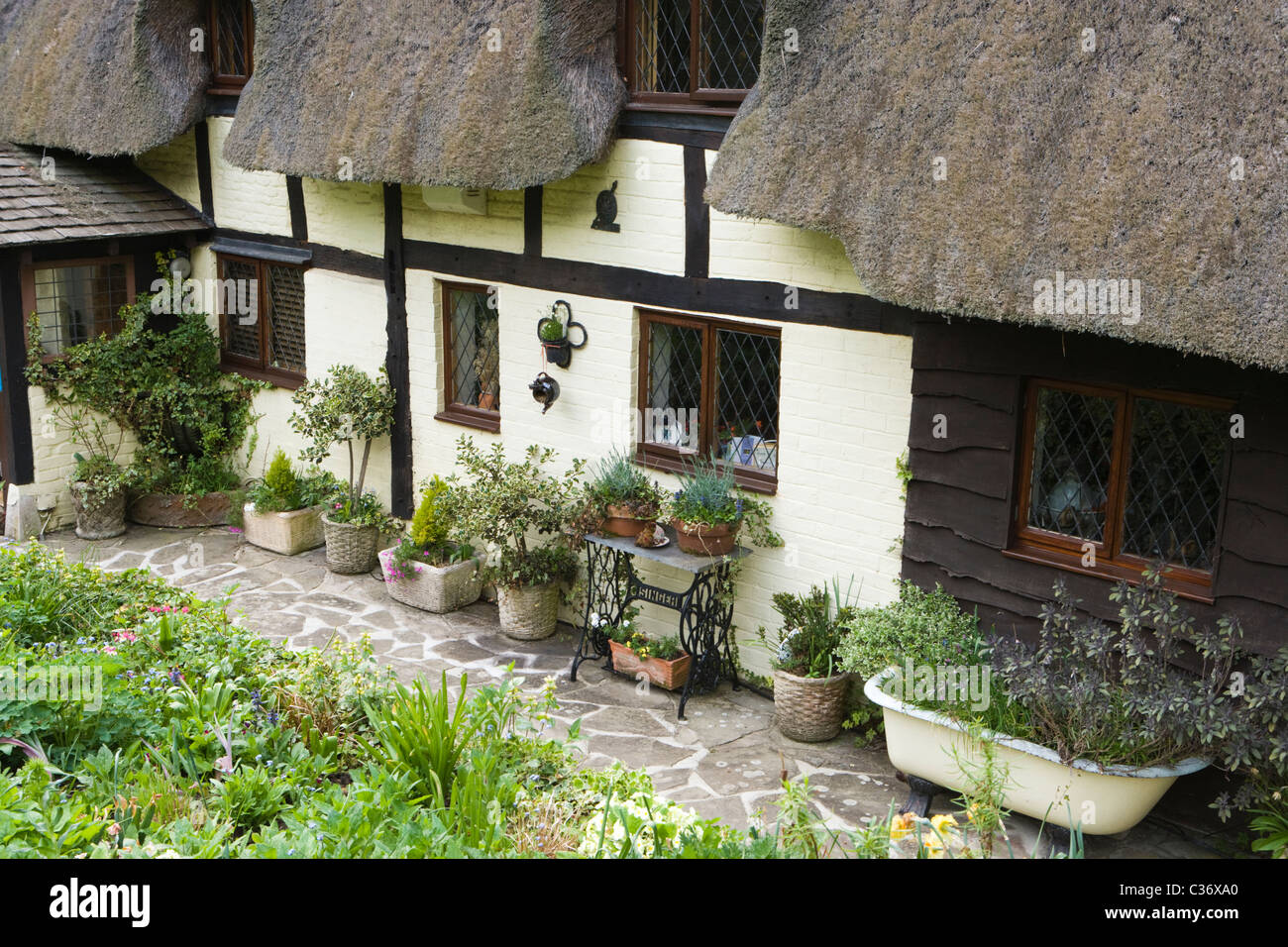 Reetdachhaus. Hampshire, UK Stockfoto