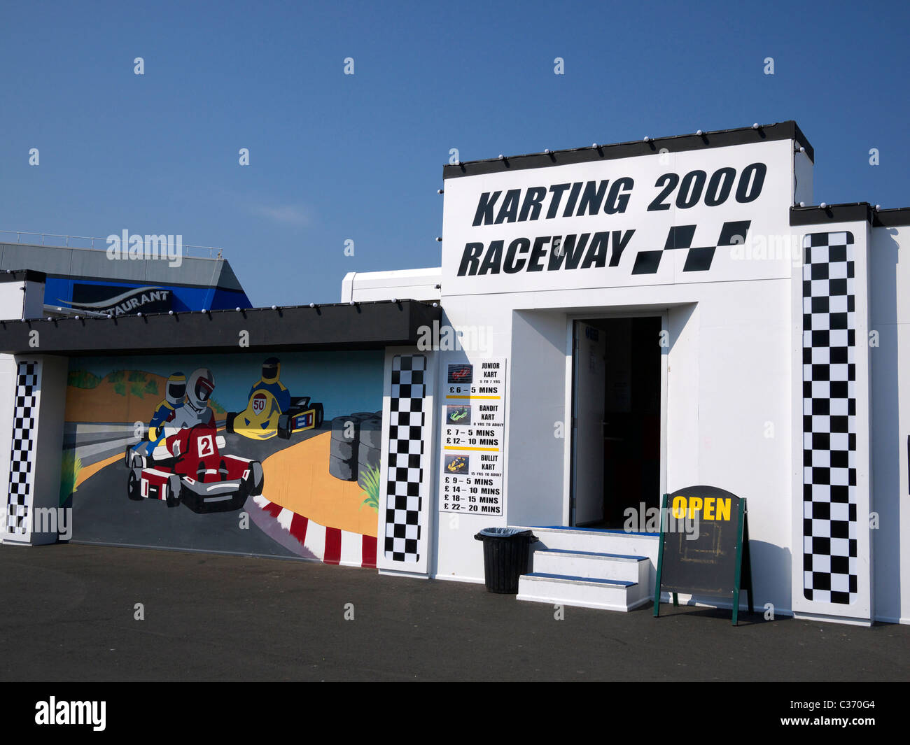 Eingang zum Kart 2000 Raceway South Beach Blackpool Lancashire UK Stockfoto