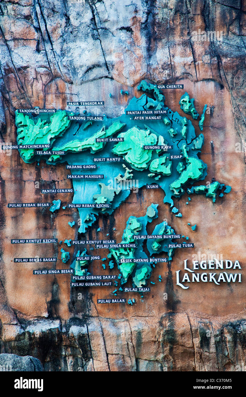 Karte von Langkawi an der Legende Park, Malaysia Stockfoto