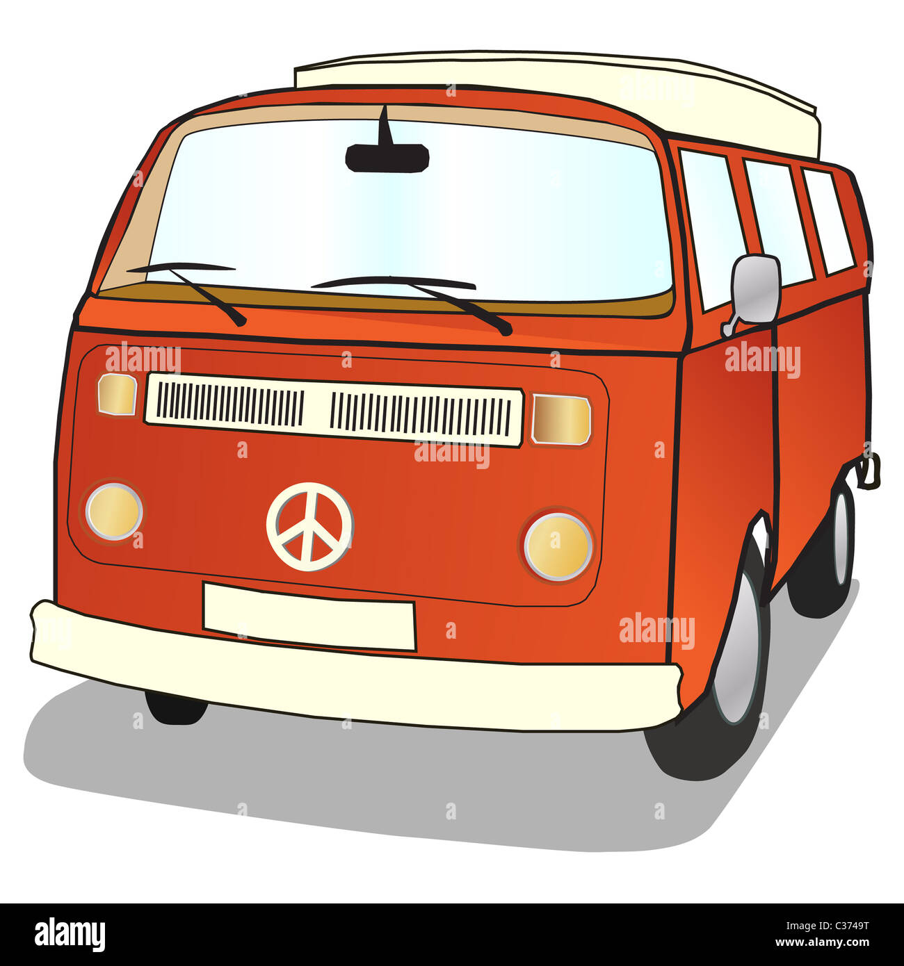 Wohnmobil in einfachen illustrierten Stil mit Verbot die Bombe CND melden Stockfoto