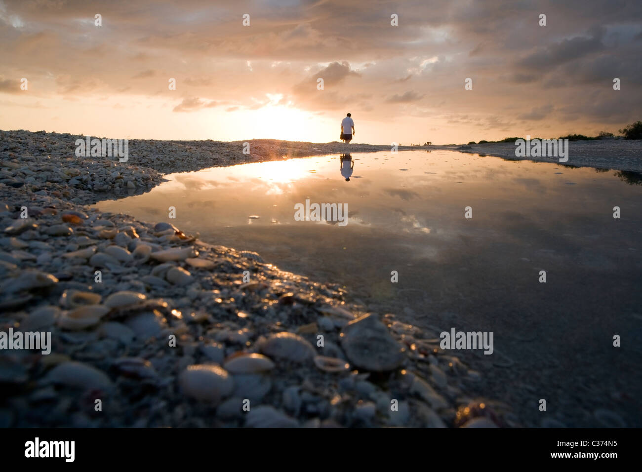 Sonnenuntergang am Strand von Bowmans - Sanibel Island, Florida Stockfoto