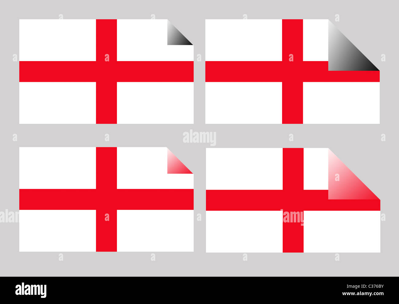 Satz von England oder englische Kreuz des Heiligen Georg Etiketten oder Aufkleber isoliert. Stockfoto
