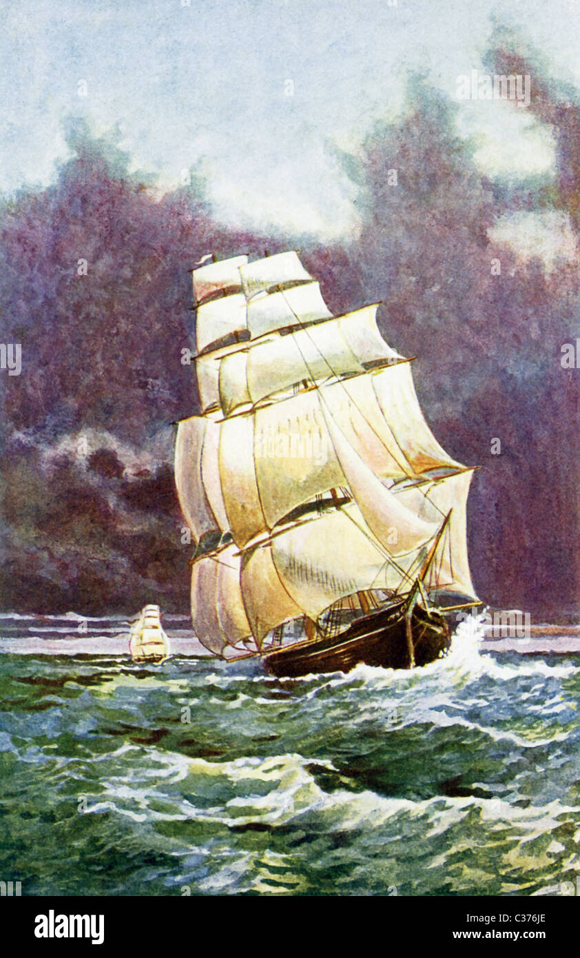 Richard Henry Dana Jr.  nahm eine Seereise an Bord der 86-Fuß-Brig Pilger, gebunden von Boston, um Kap Hoorn nach Kalifornien. Stockfoto