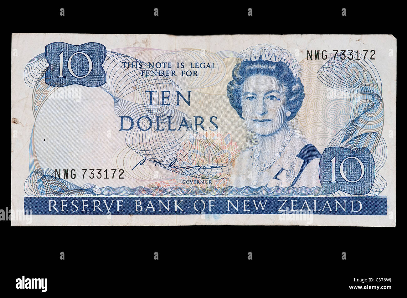 10 Dollar Neuseeland Banknoten Stockfoto
