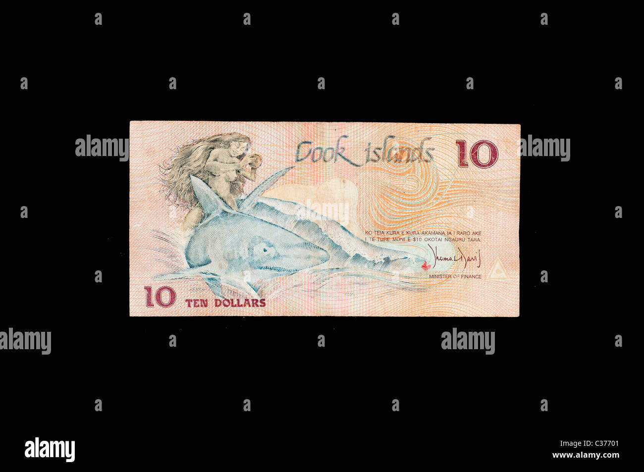Cook Islands 10 Dollar Banknote Stockfoto