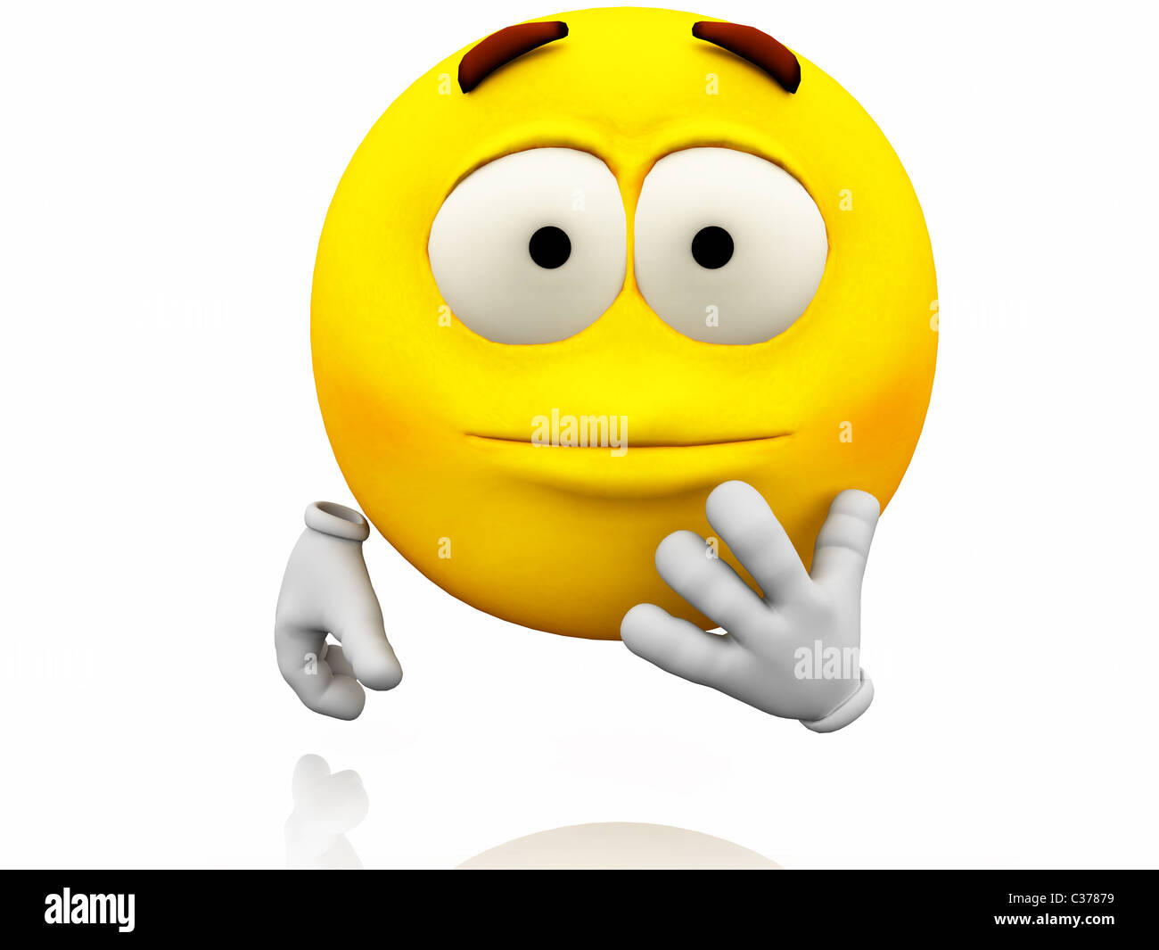 Smiley, Emoticons. Gesichtsausdruck. Enttäuscht emotionalen Ausdruck auf ein gelbes Gesicht mit großen Augen. Stockfoto