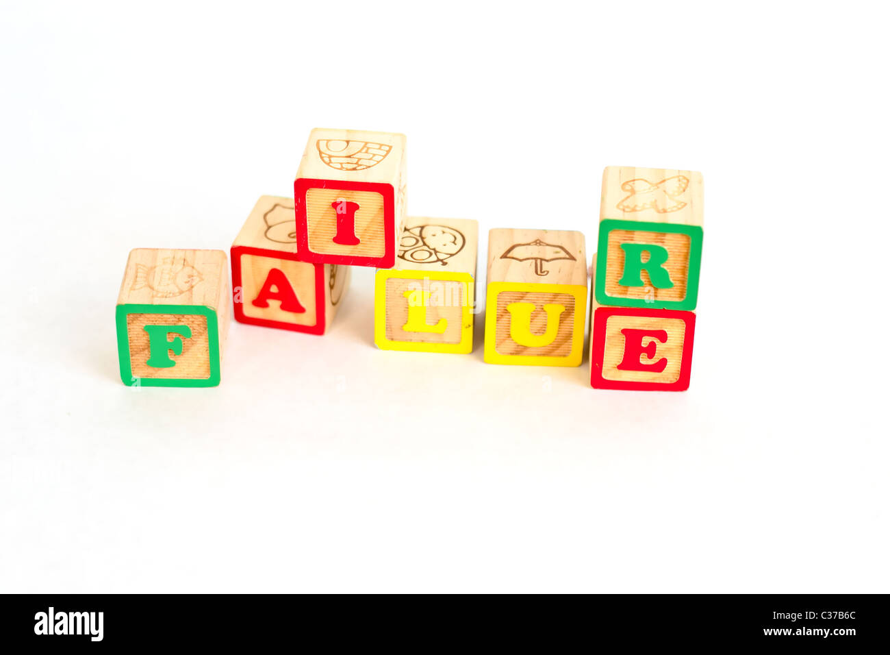 Vintage Alphabet Blöcke Rechtschreibung aus Versagen Stockfoto