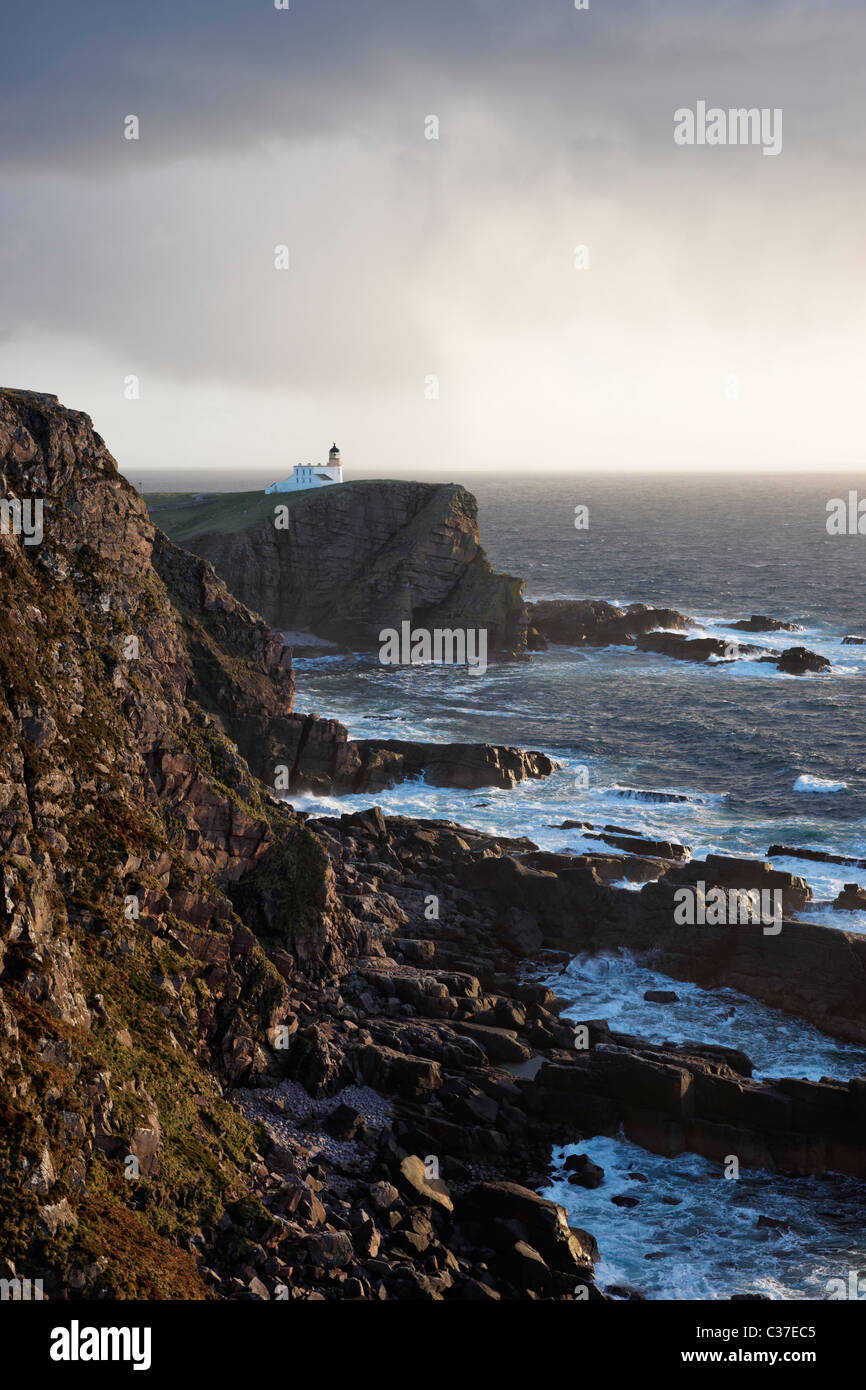 Stoner Head Leuchtturm, Stoner Halbinsel, Assynt, Sutherland, Highland, Schottland, UK. Stockfoto