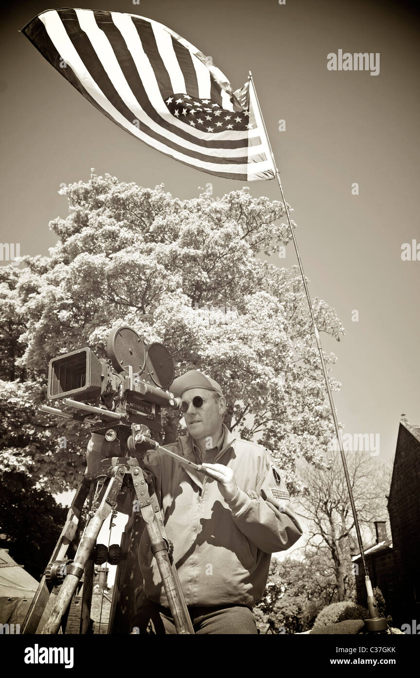 Zweiten Weltkrieg Reenactment. US Armee-Fotografie und Film-Einheit bei der Befreiung von Arnheim Stockfoto