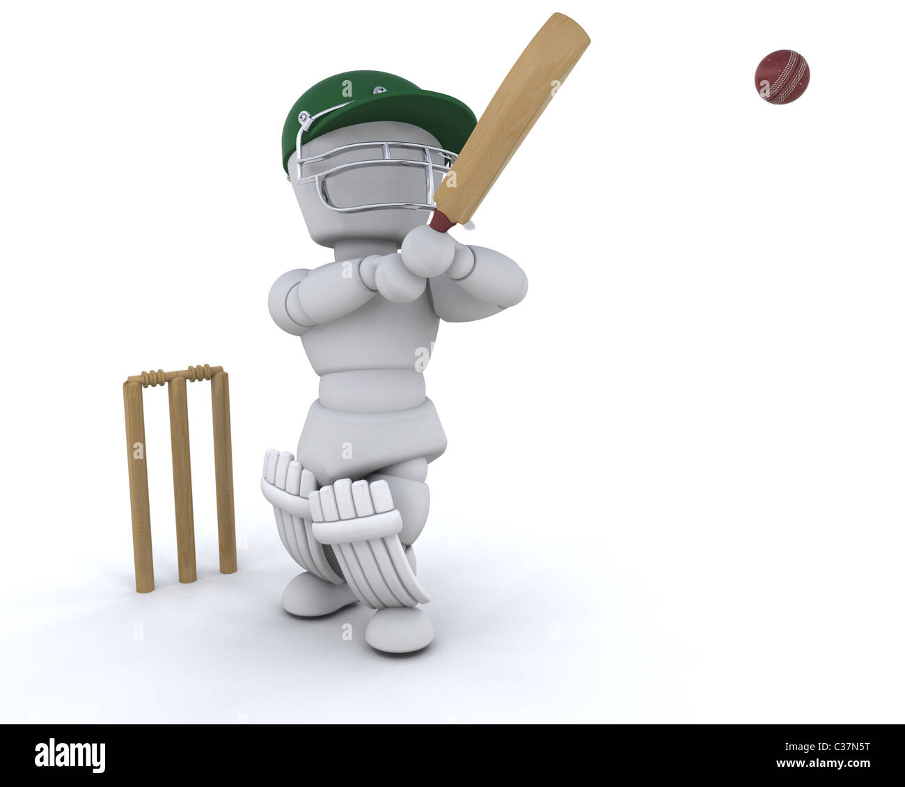 3D Rendering eines Mannes Cricket spielen Stockfoto