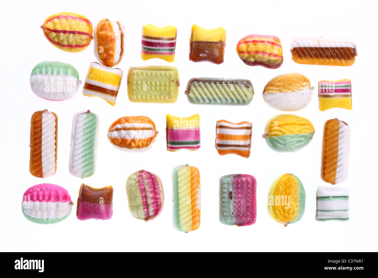 Sigkeiten, Bonbons, Sigkeiten, verschiedene Farben, des Geschmacks,  Formen, enthlt viel Zucker und knstliche Aromen Stockfotografie - Alamy