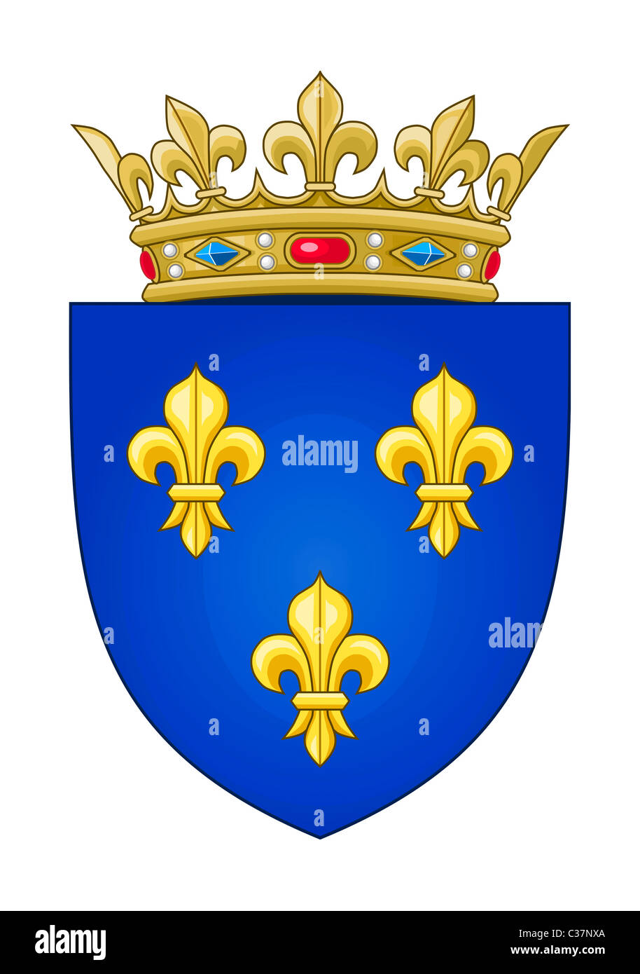 Heraldische französischen Wappen; isoliert auf weißem Hintergrund. Stockfoto