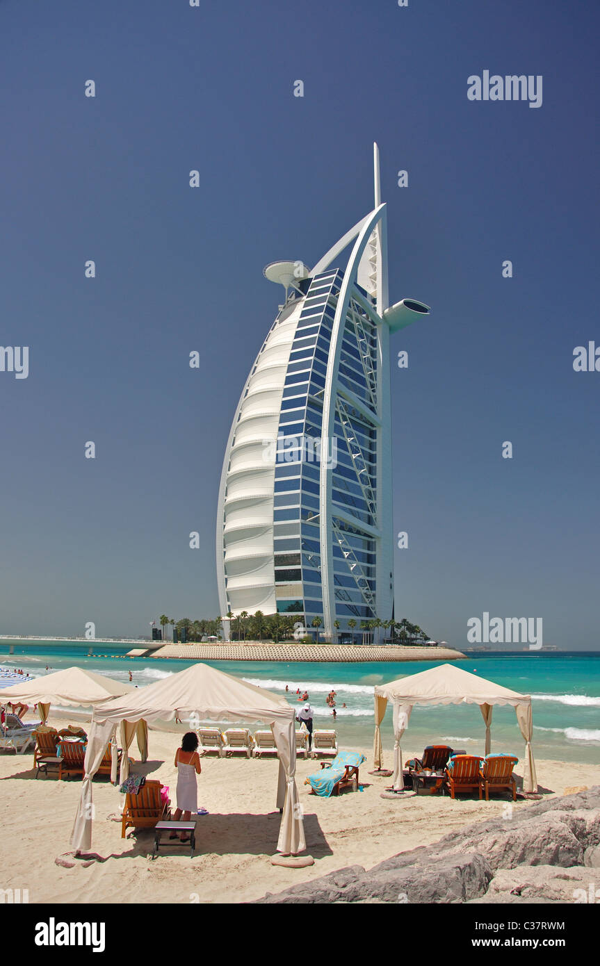 Burj Al Arab Hotel Jumeirah Beach Hotel, Jumeirah, Dubai, Vereinigte Arabische Emirate Stockfoto