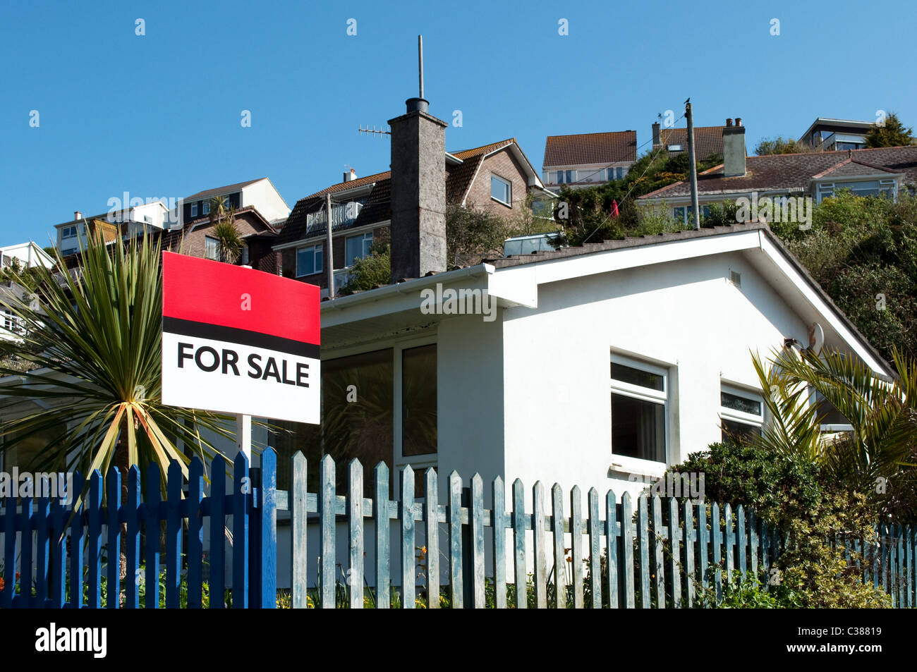Ein Haus zu verkaufen in Downderry, Cornwal, UK Stockfoto