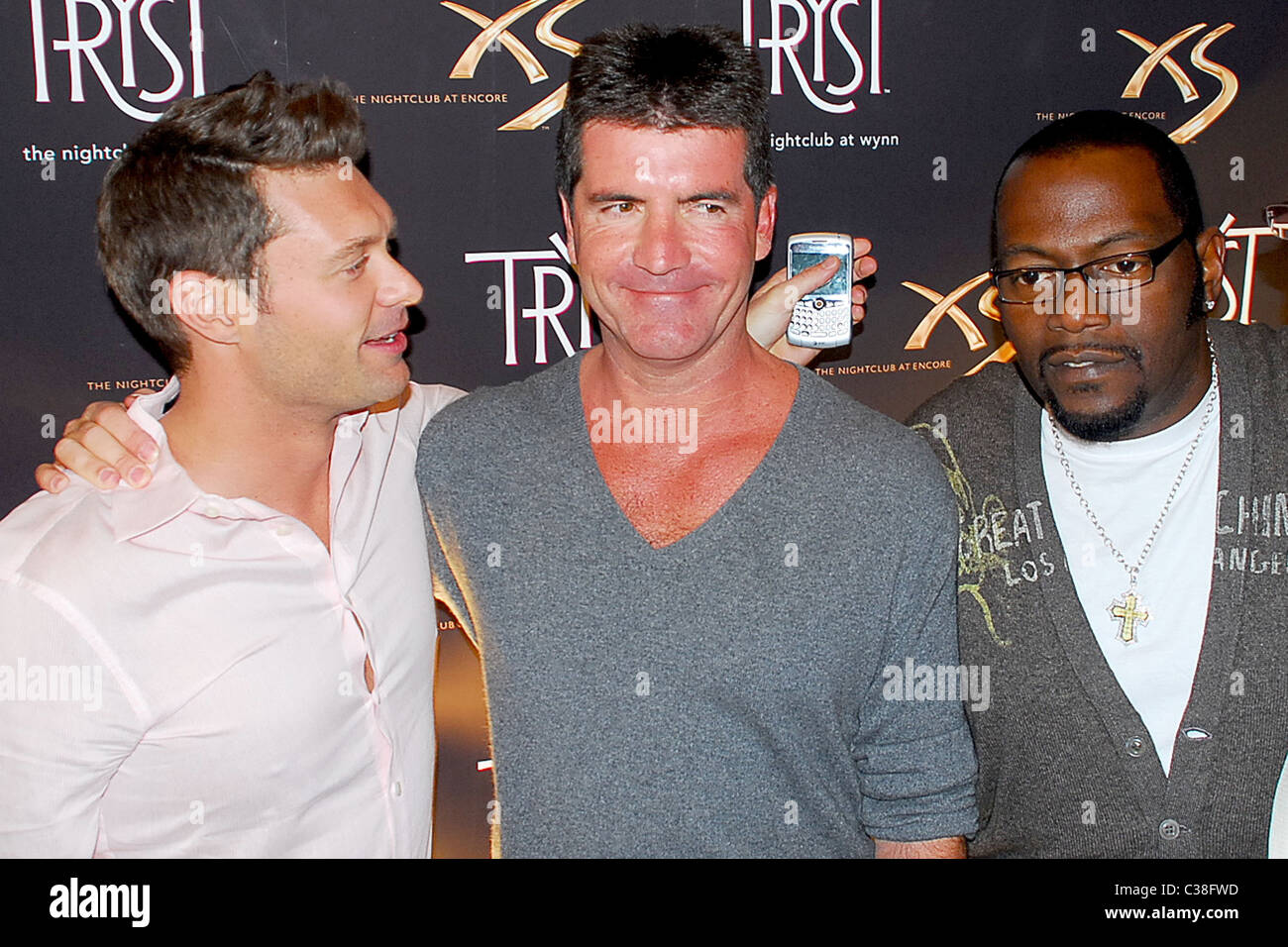 Ryan Seacrest, Simon Cowell und Randy Jackson besuchen die Eröffnung des TRYST Nachtclub im Wynn Las Vegas, Nevada - 04.04.09 Stockfoto