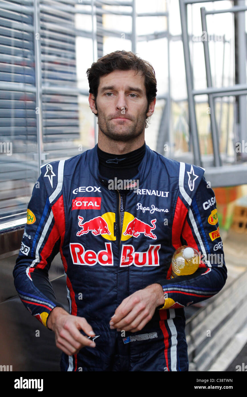 Australischen Formel1-Fahrer Mark Webber in Montmelo verfolgen in Barcelona 2011 Stockfoto