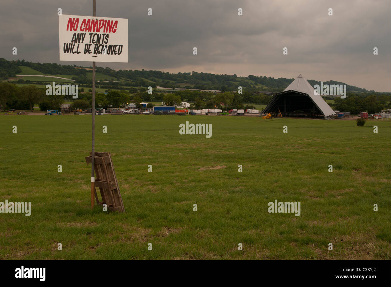 Glastonbury Festival Pyramide Stadium Vorbereitungen Stockfoto